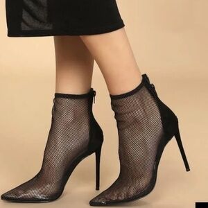 Steve Madden Vielo Pumps Black Mesh Bootie Womens 10 Fishnet Stiletto Goth Era